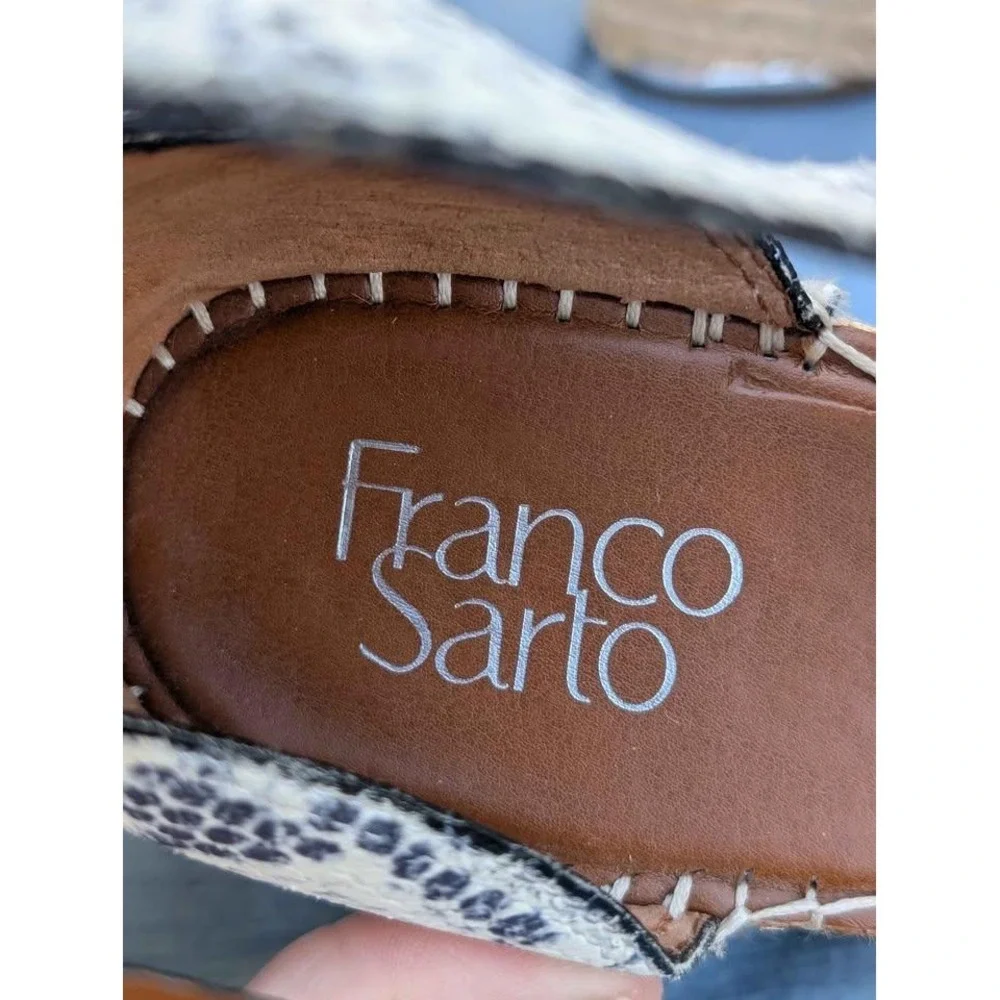 Franco Sarto Carma Snake Print‎ Leather Espadrille Wedge Sandals 10